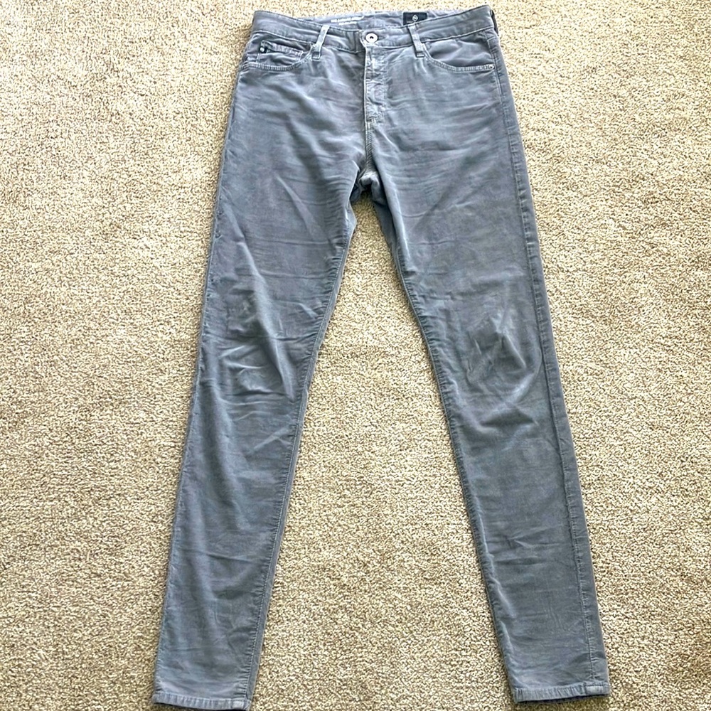 AG Adriano Goldschmied The Farrah Skinny High-Rise Gray Corduroy Pants Size 28R